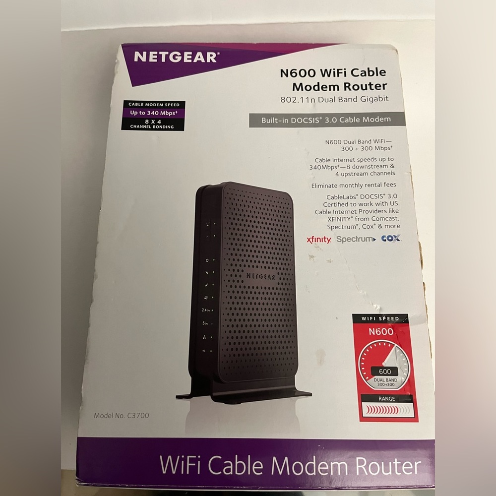 NETGEAR N600 WiFi DOCSIS 3.0 Cable Modem Router (C3700